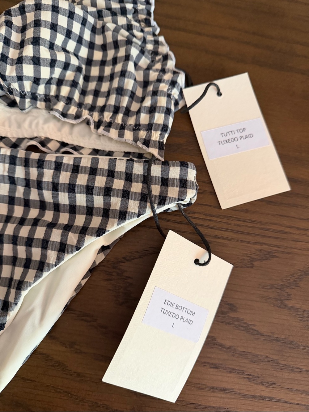 Check Gingham Ruffle Bikini Set - Navy/White - Picture 2 of 3